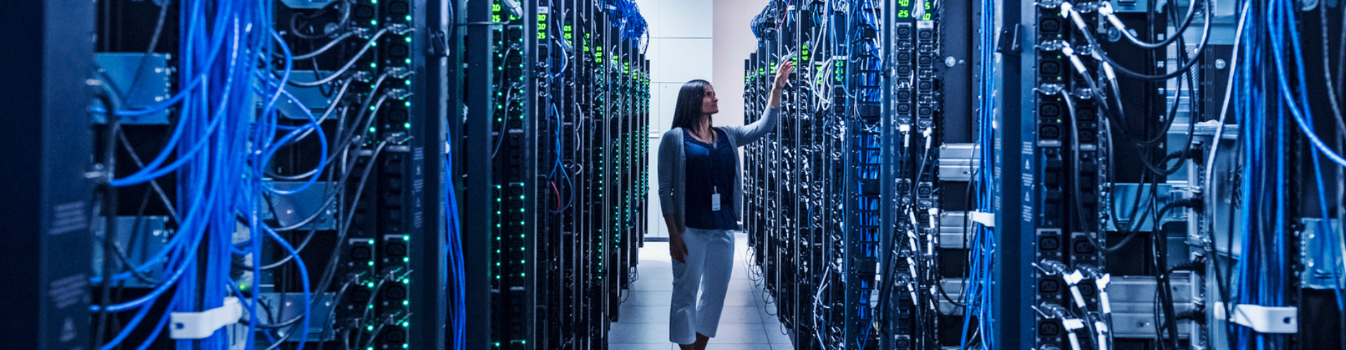 Woman in a data centre