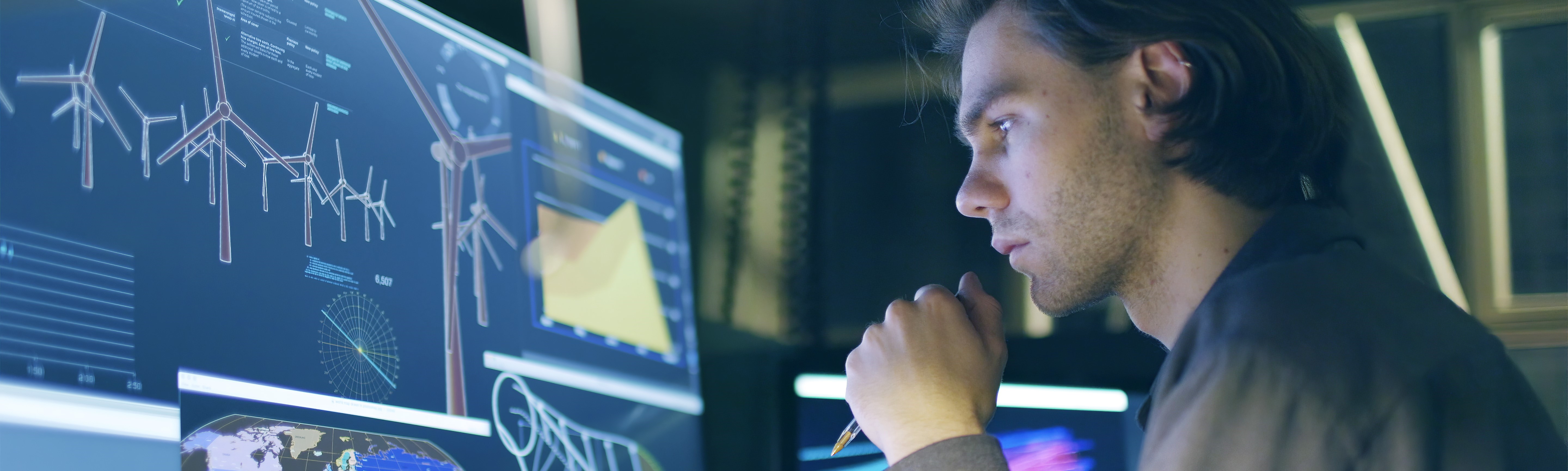 man looking at computer
