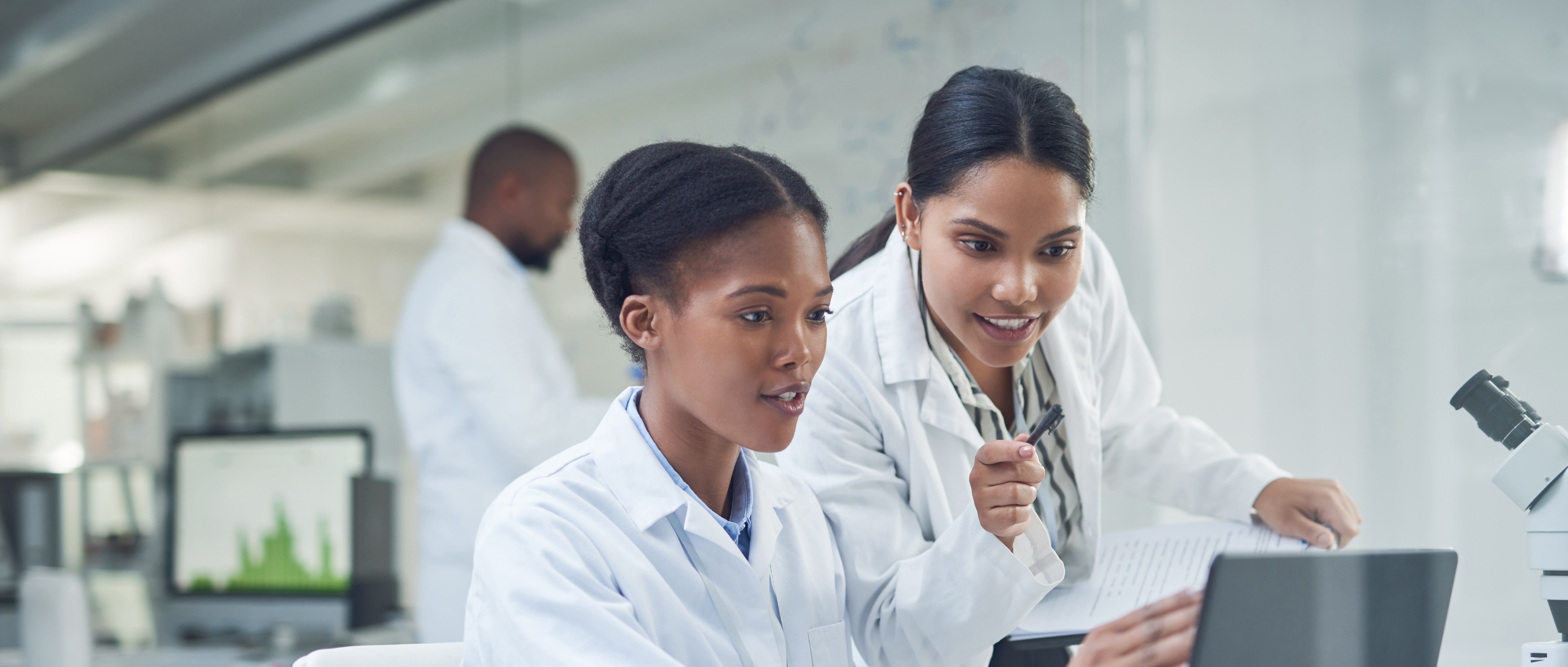 Two people working in a lab