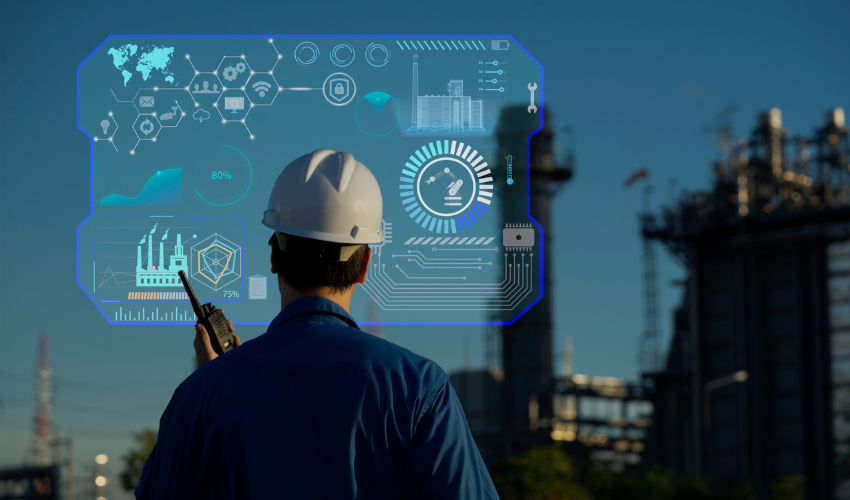 Engineer looking at data