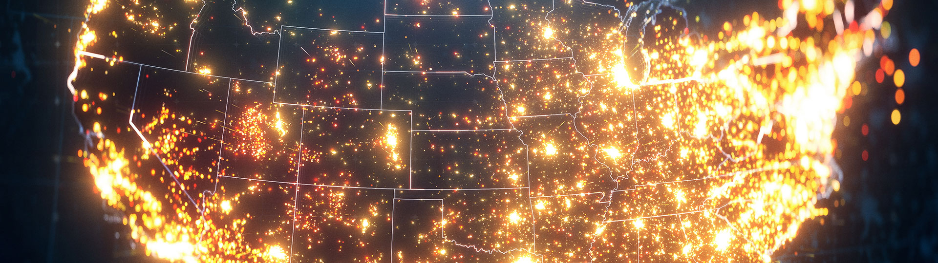A view of the United States illuminated at night taken from space