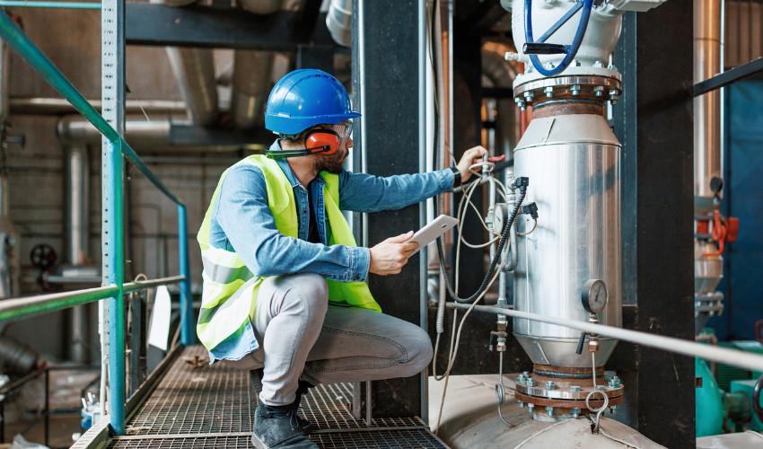 Engineer inspecting machinery