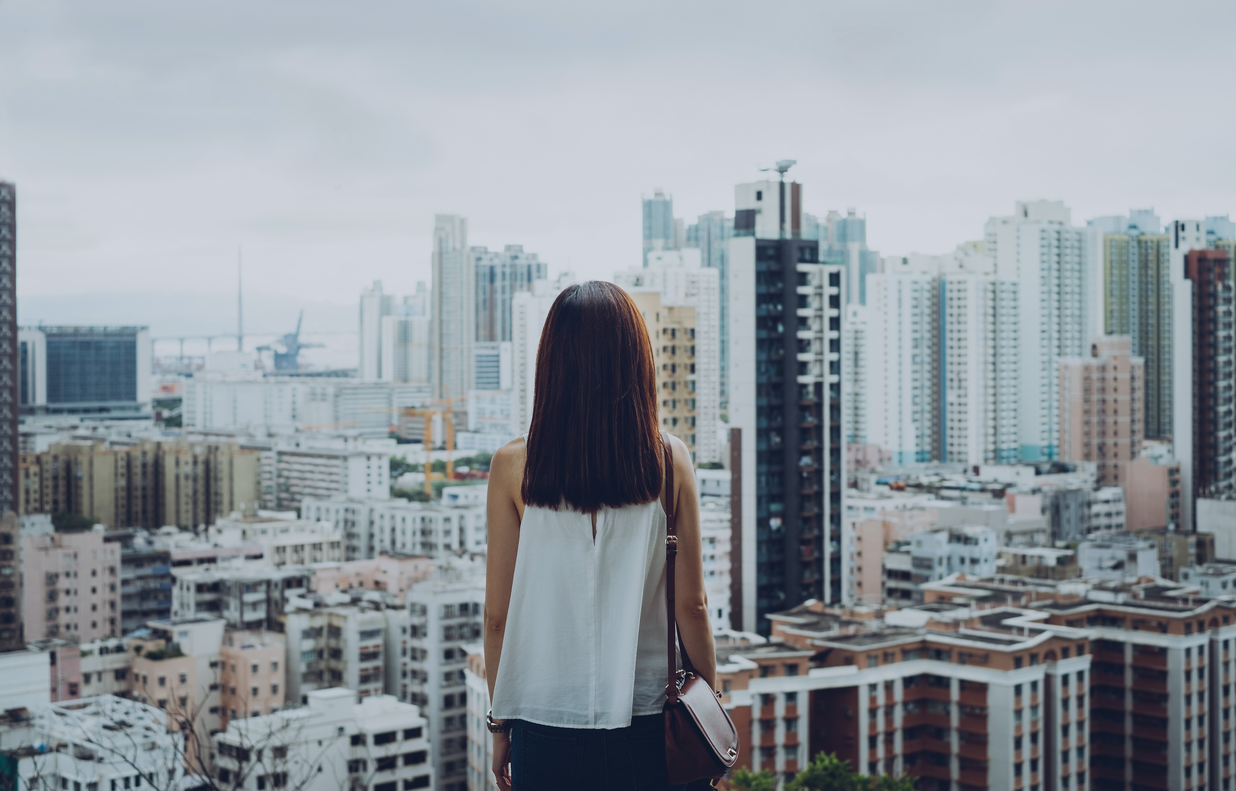 Woman looking at a city