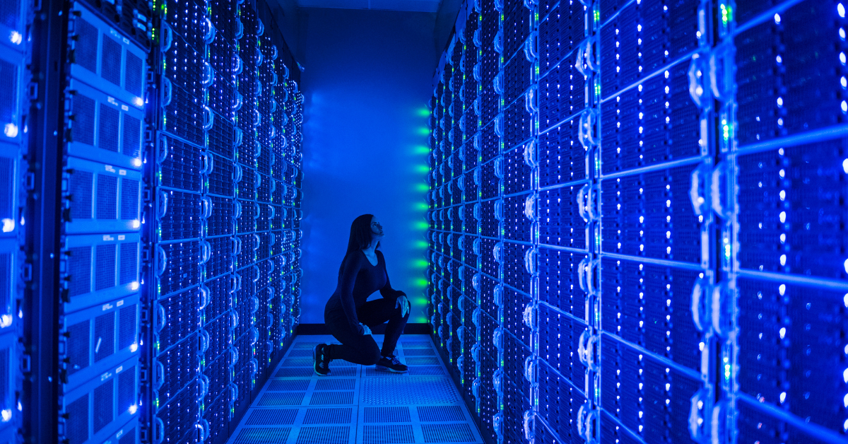 Woman in a data centre
