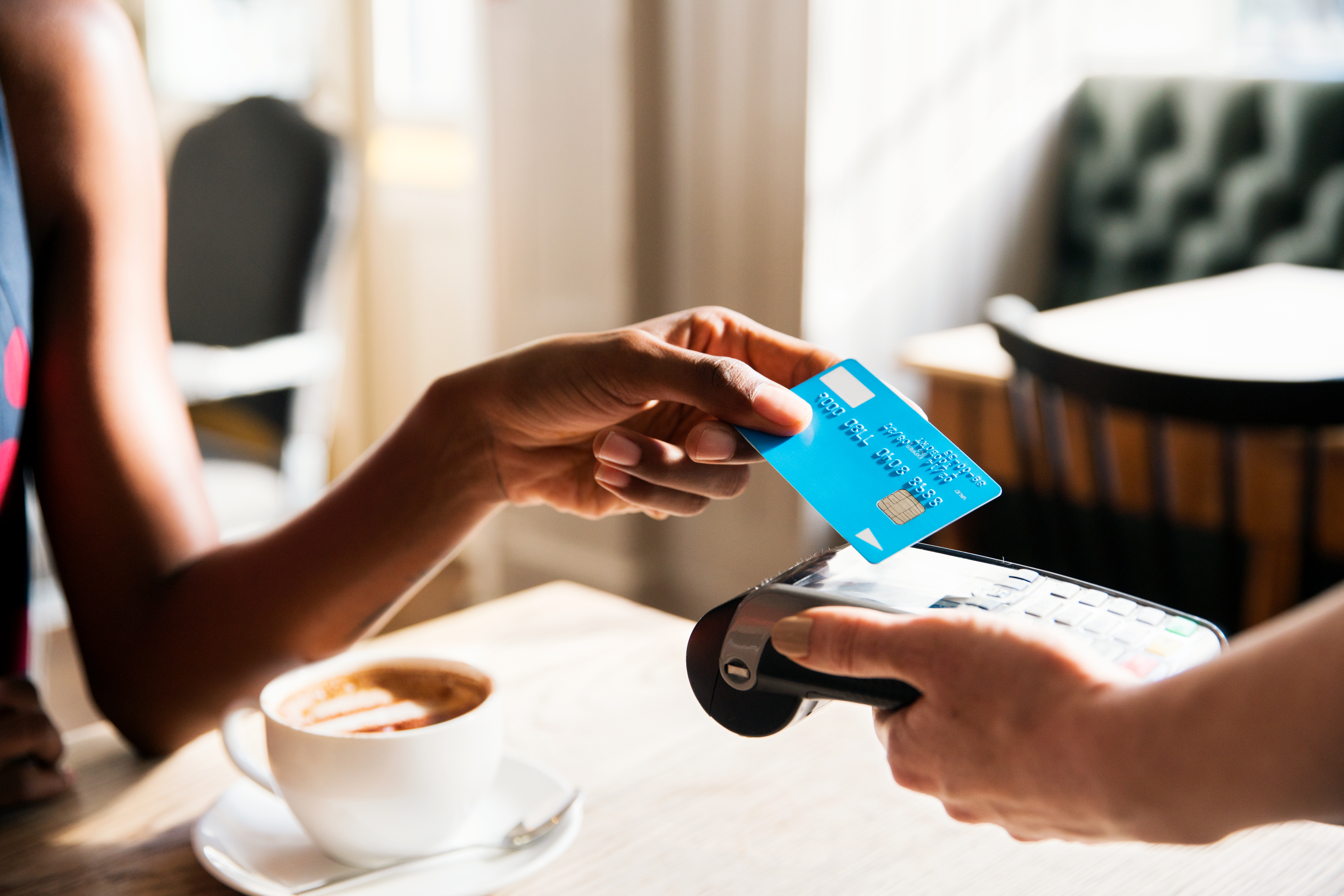Buying a coffee with a contactless card payment