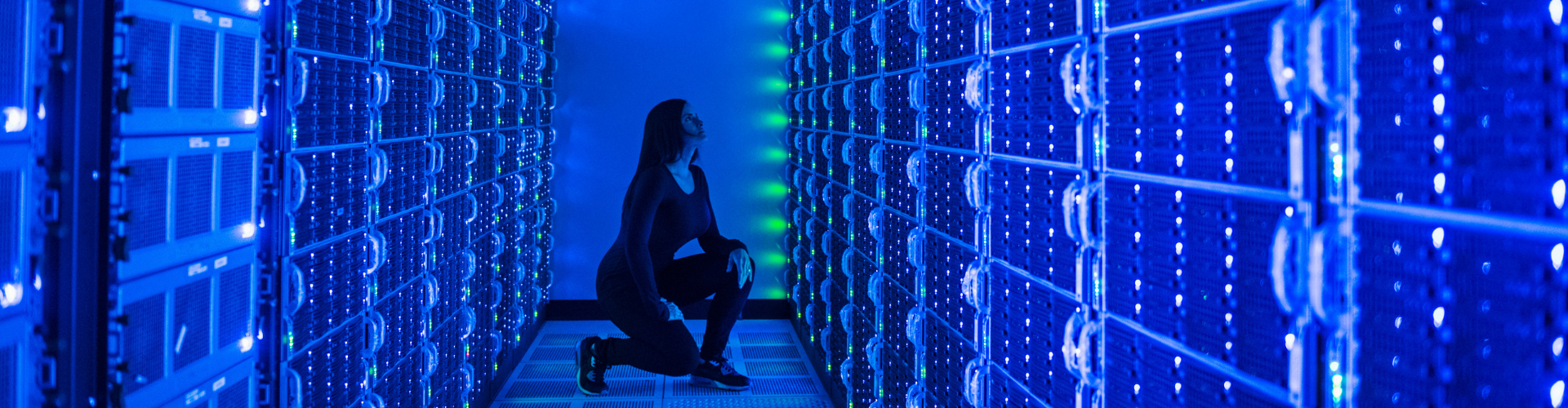 Woman in a data centre