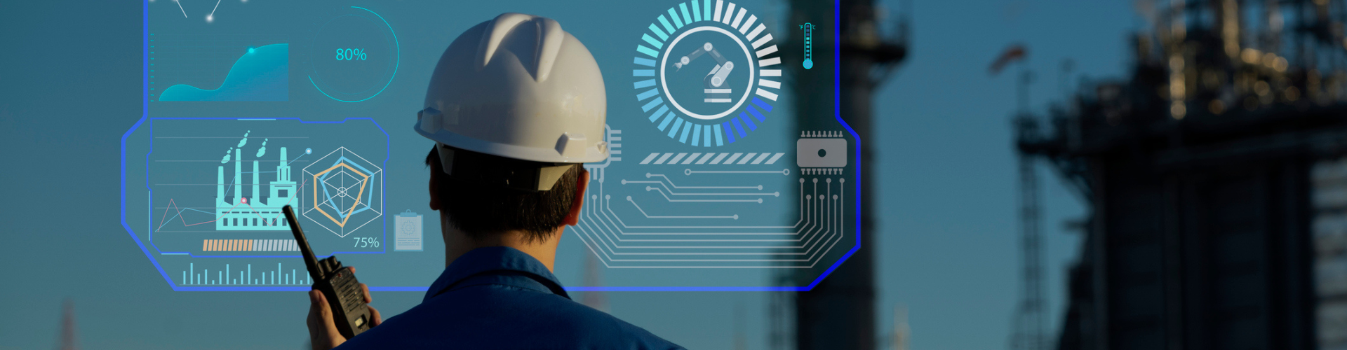 Engineer looking at data