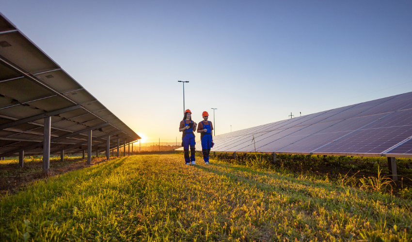 People at a solar farm