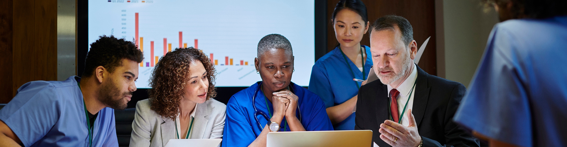 Team of health professionals in a meeting