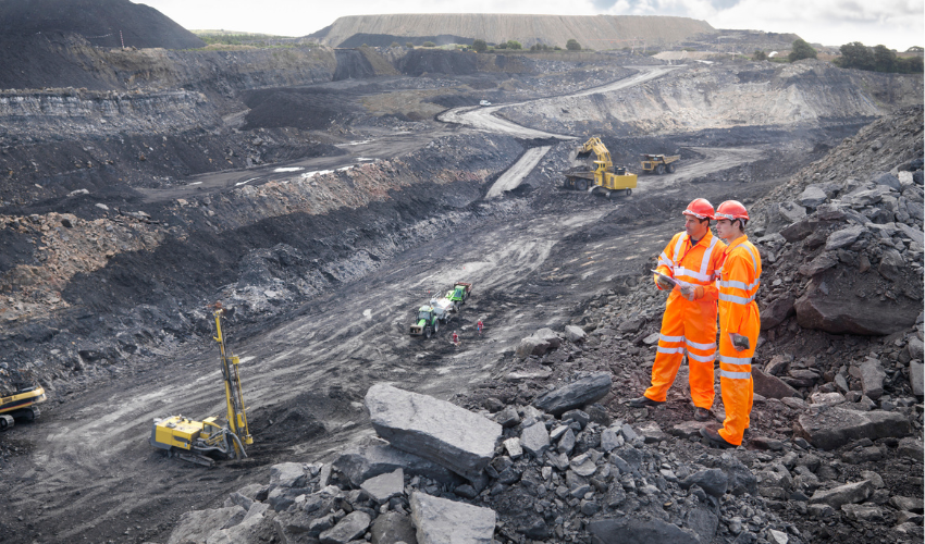 Workers at a mine