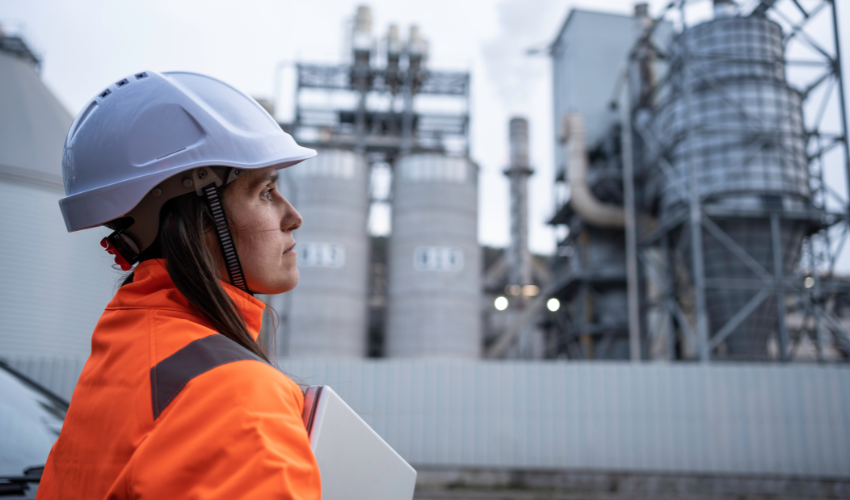 Woman at a gas facility