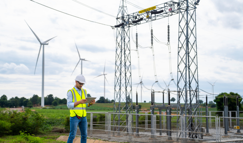 Worker at an electric facility