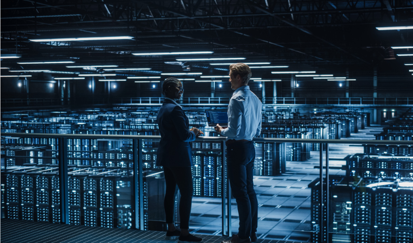 Workers in a data centre