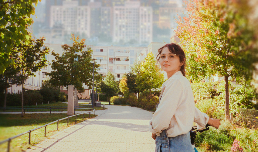 Woman in a city environment