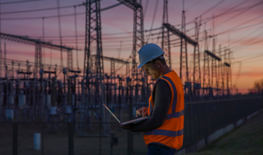 Engineer inspecting an electrical installation