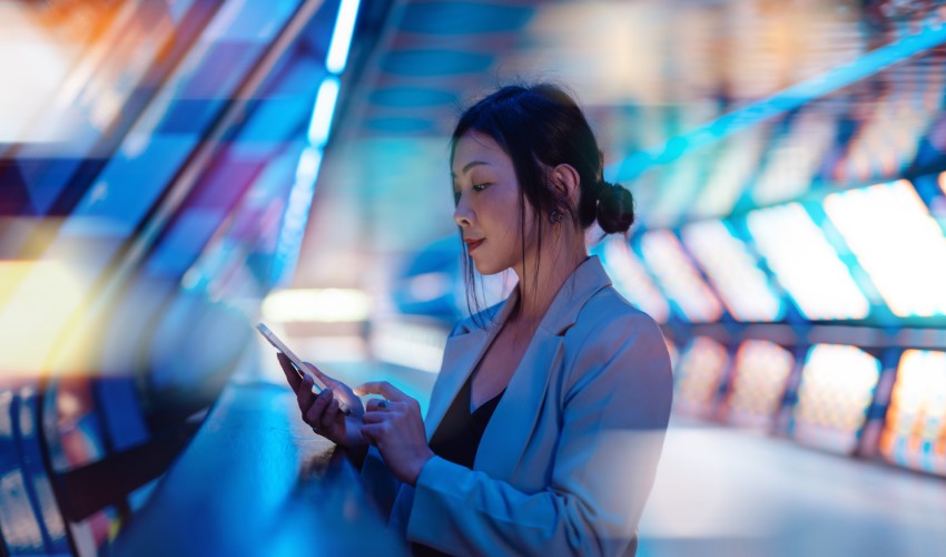 Woman looking at her phone
