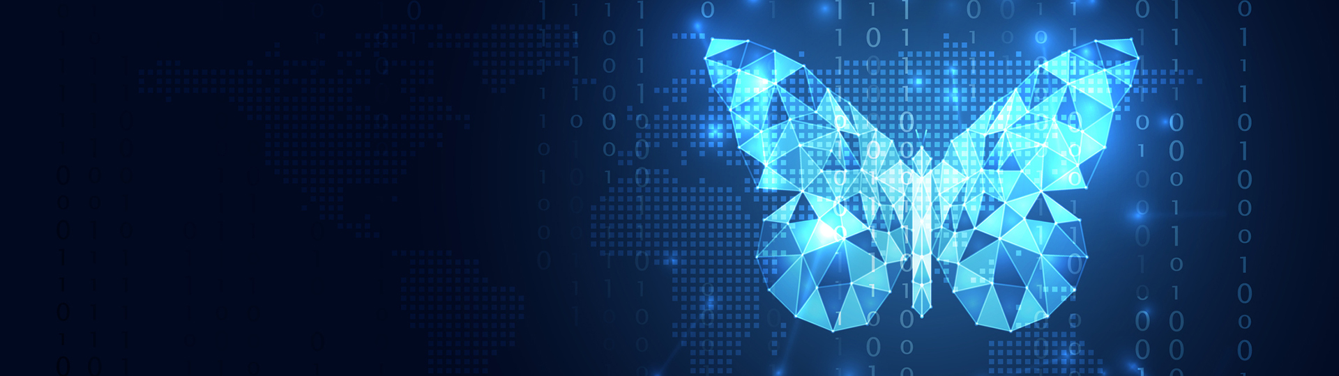 A digital image of a butterfly with a map and data behind