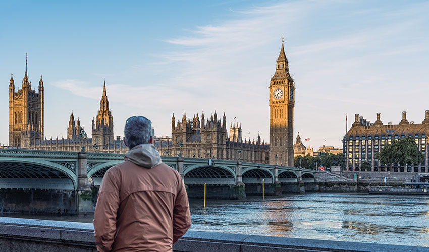 Man looking towards Westminster