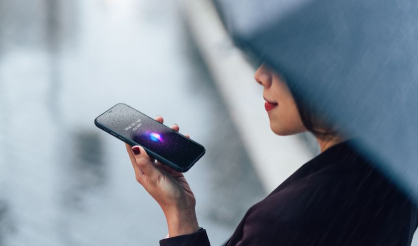 Woman using AI on mobile