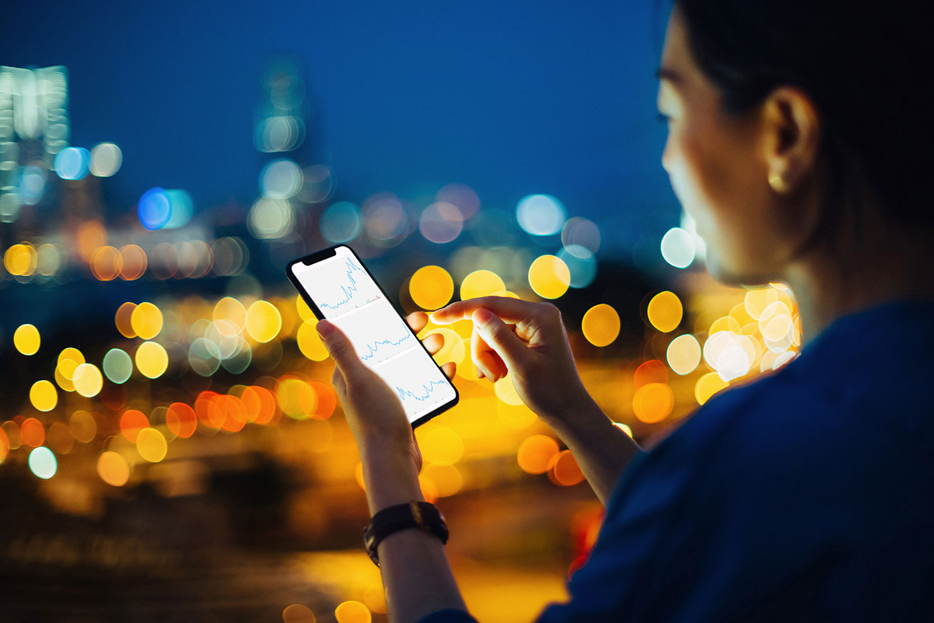 Woman looking at her smartphone