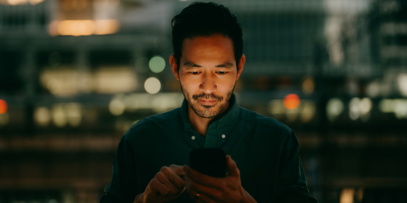 Man using smartphone
