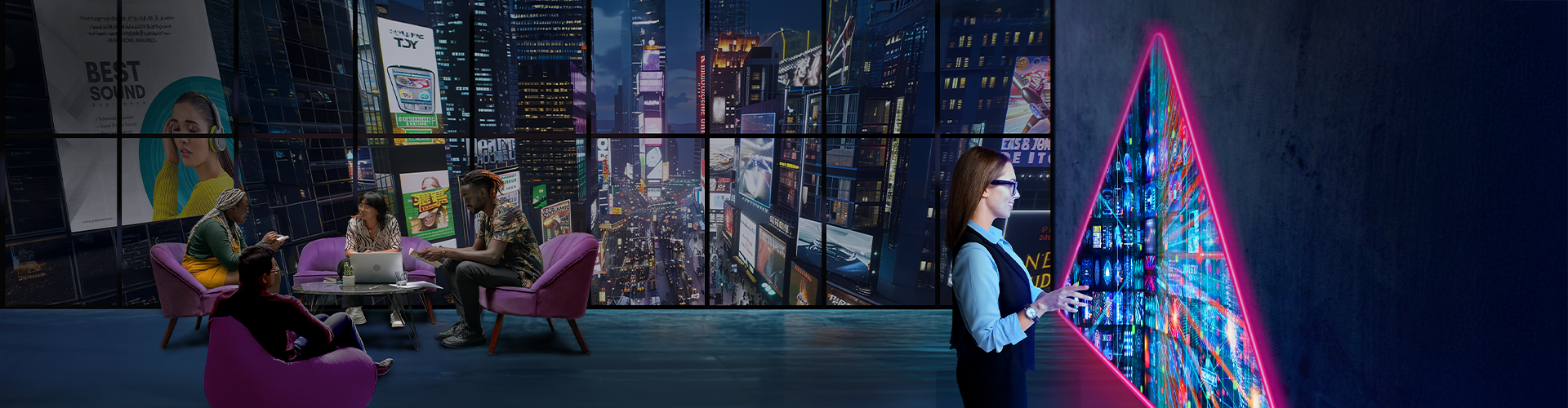 Woman looking through triangle