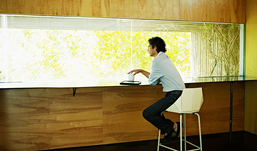 Man looking out of the window