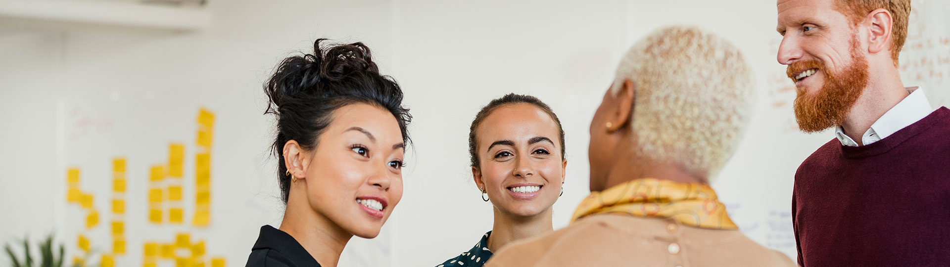 A group of people having a conversation