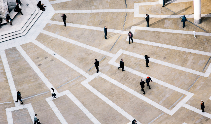 People in a busy city