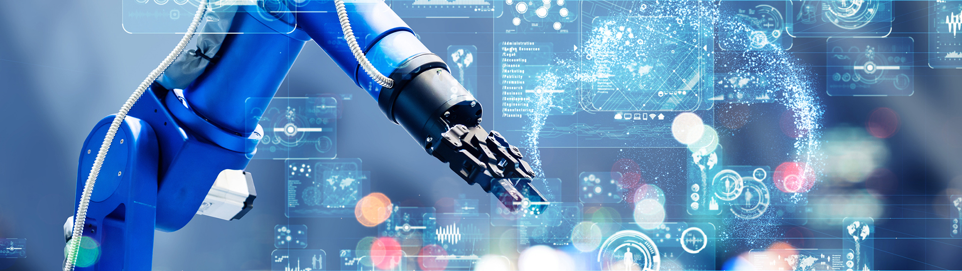 A robot arm with digital graphics overlay