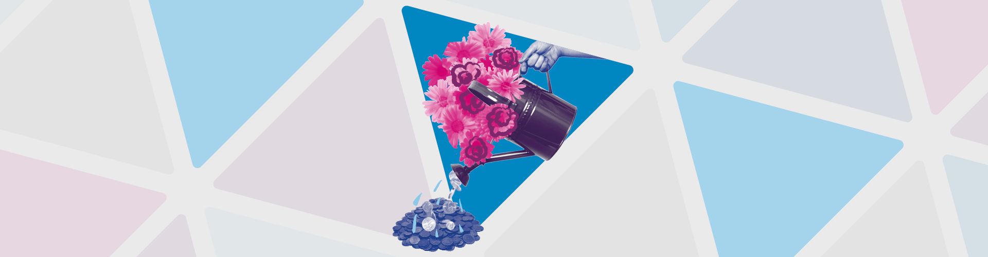 Baringa branded banner with watering can watering money 