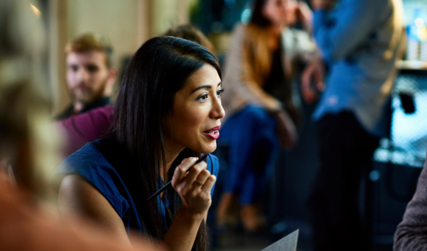 Woman leading meeting