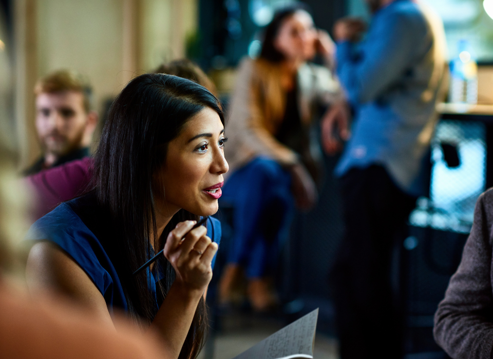 Woman leading meeting