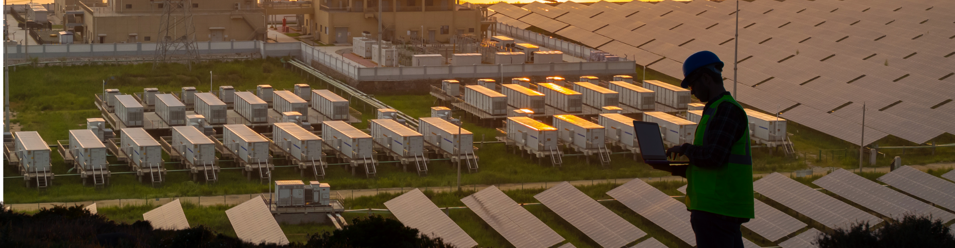 Worker at a solar farm