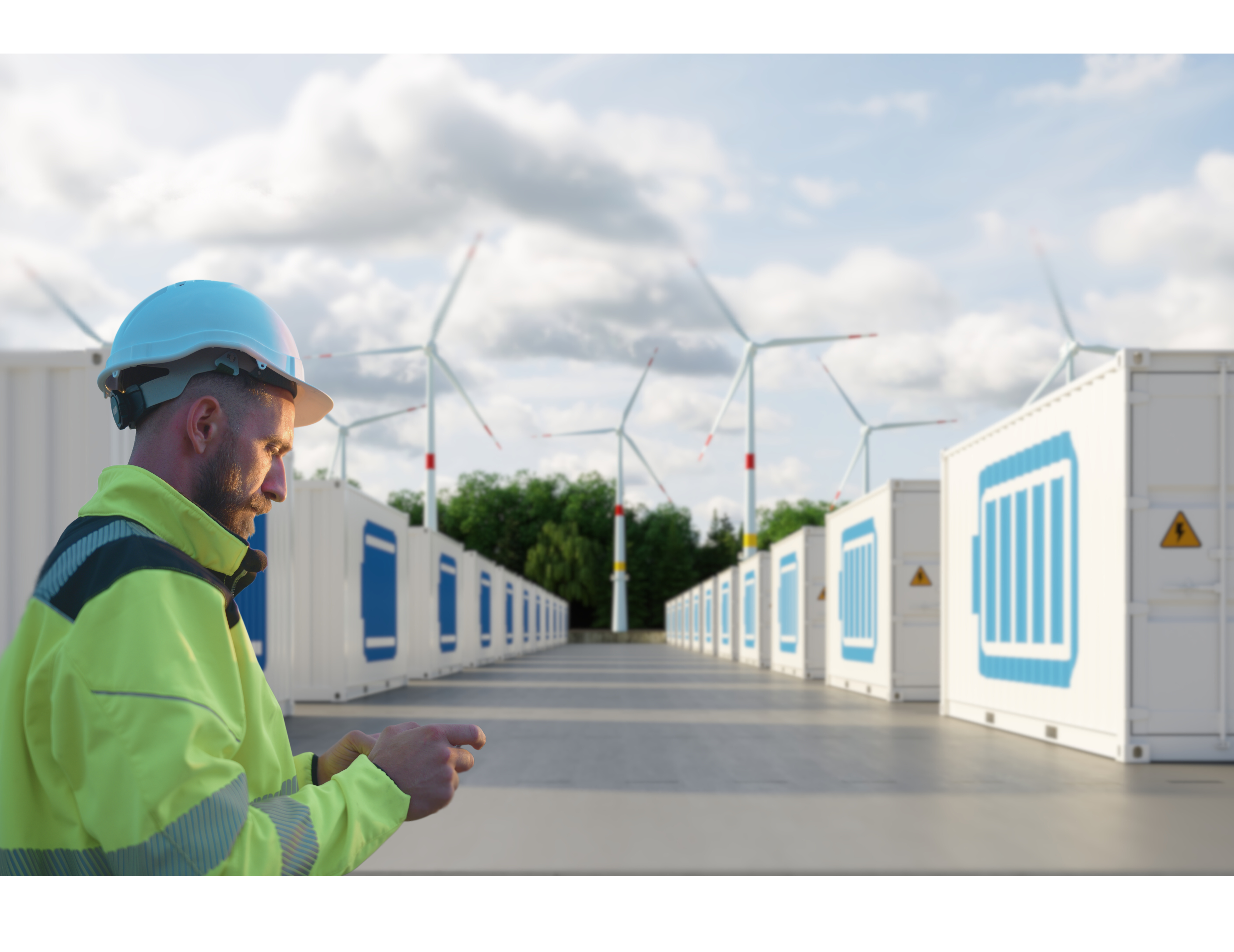 Electictical Engineer Using Digital Tablet In Energy storage power station
