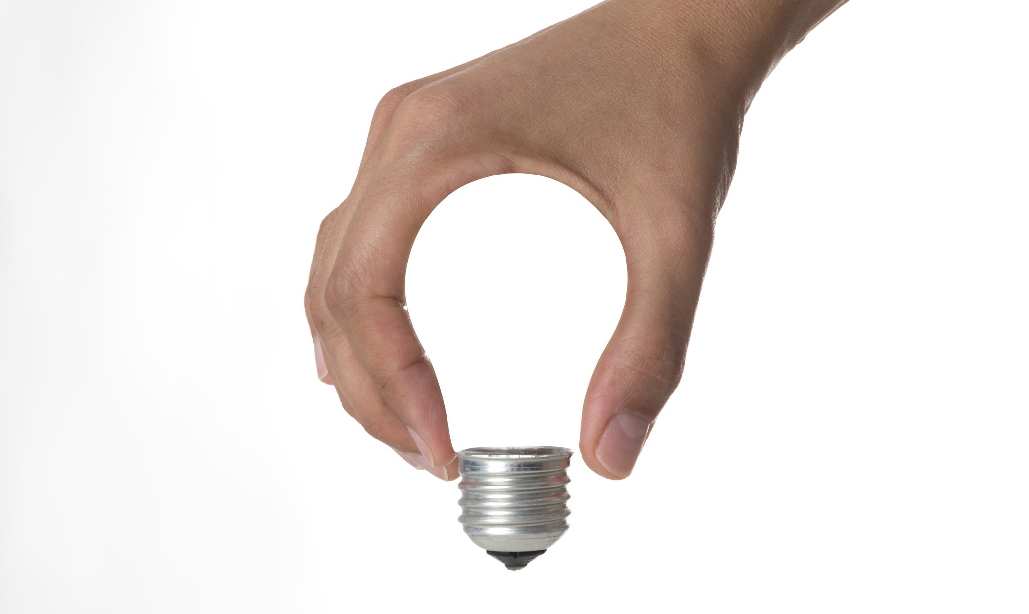 A hand making a light bulb shape