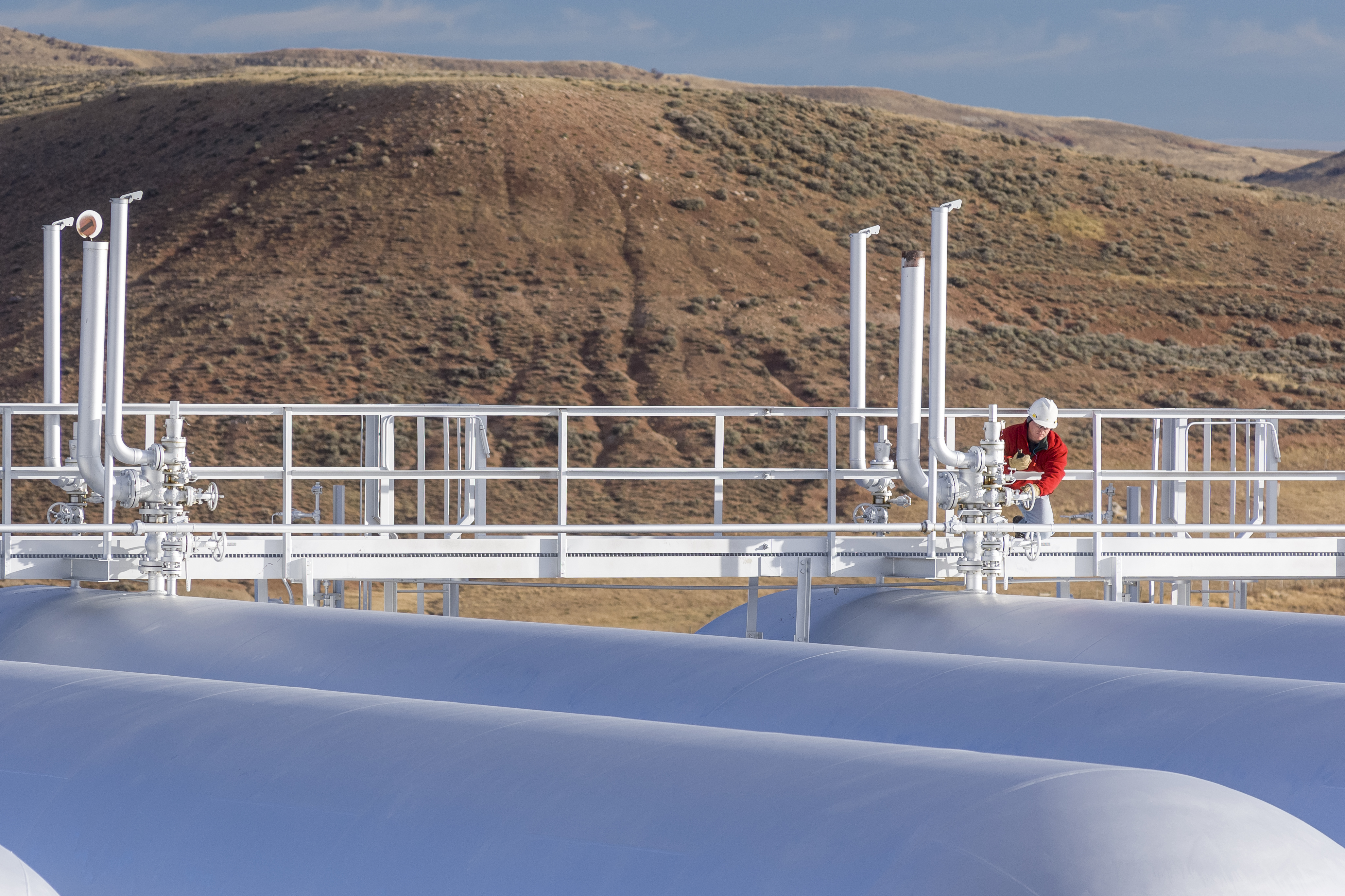 Engineer working on a gas installation