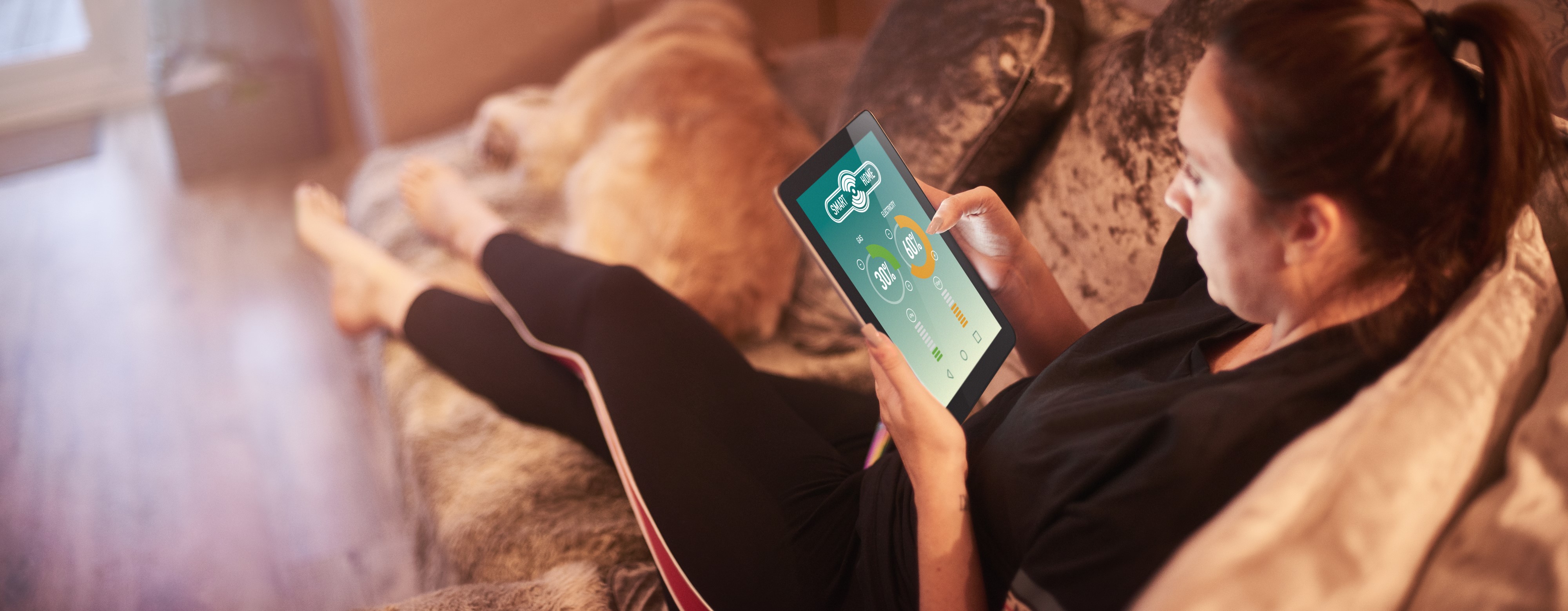 Woman looking at a tablet