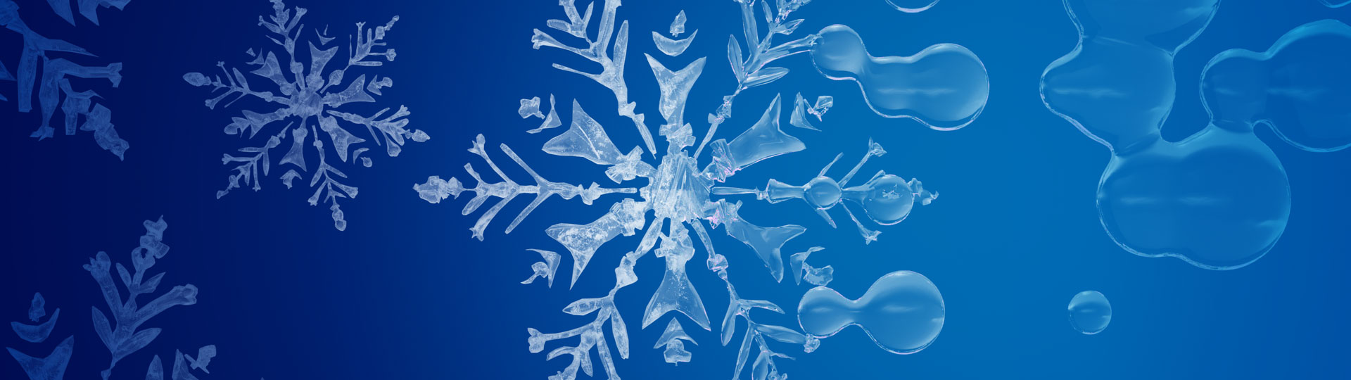 Snow flakes melting to become liquid