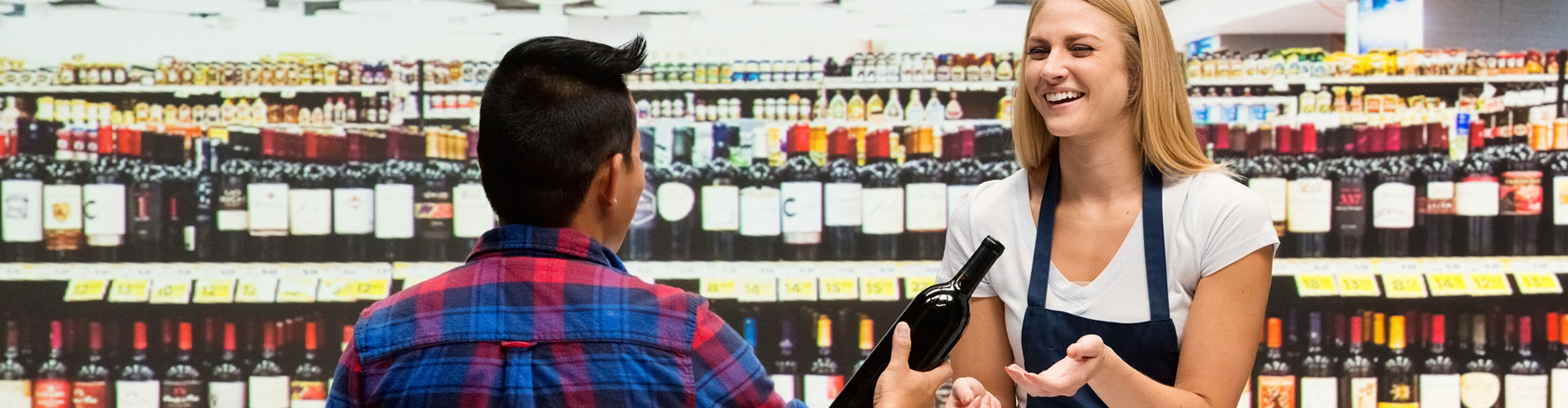 Two people in a supermarket