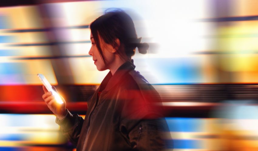 Woman using her mobile phone