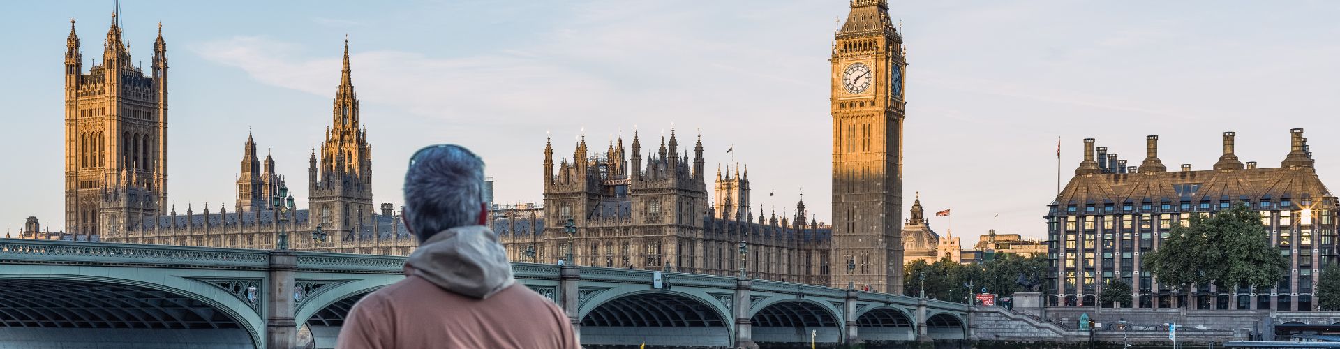 Man in front of Government buildings 