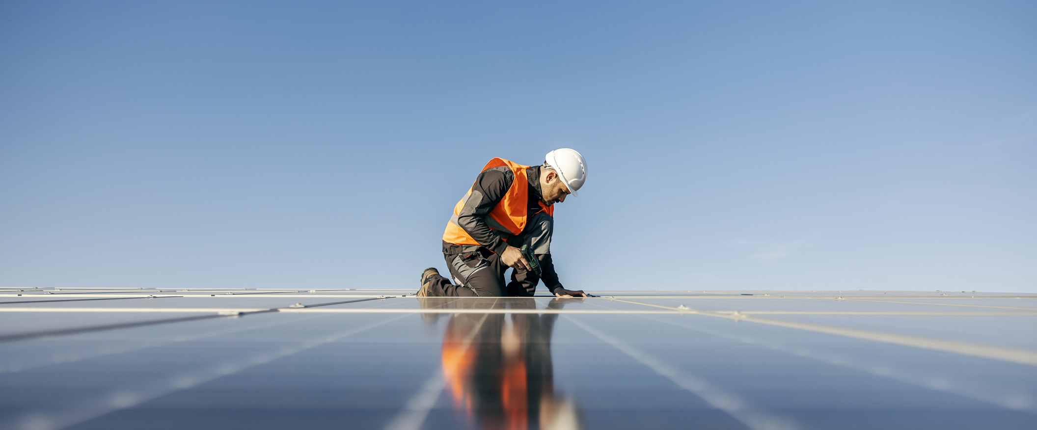 solar power panel worker