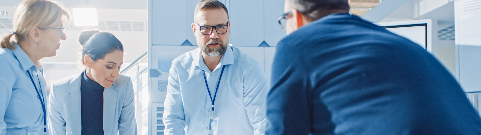 Four work colleagues in a meeting