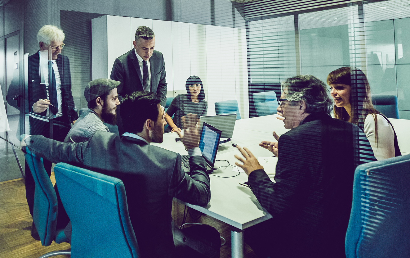 A group of professionals having a meeting