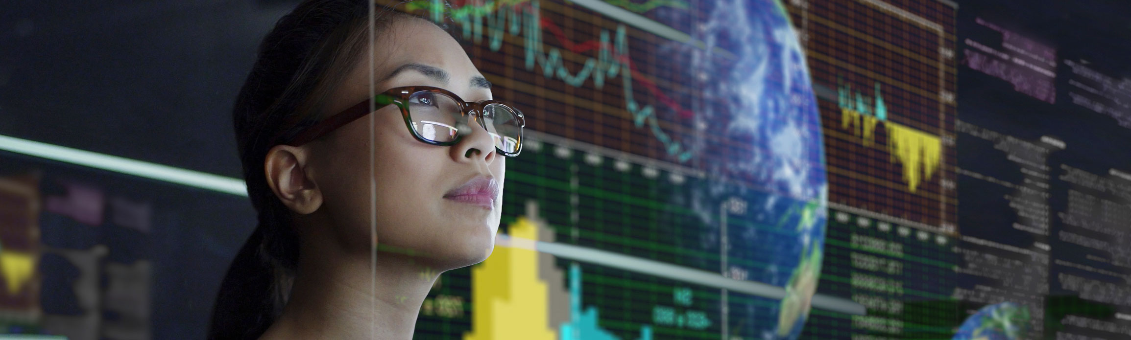 Woman analysing data