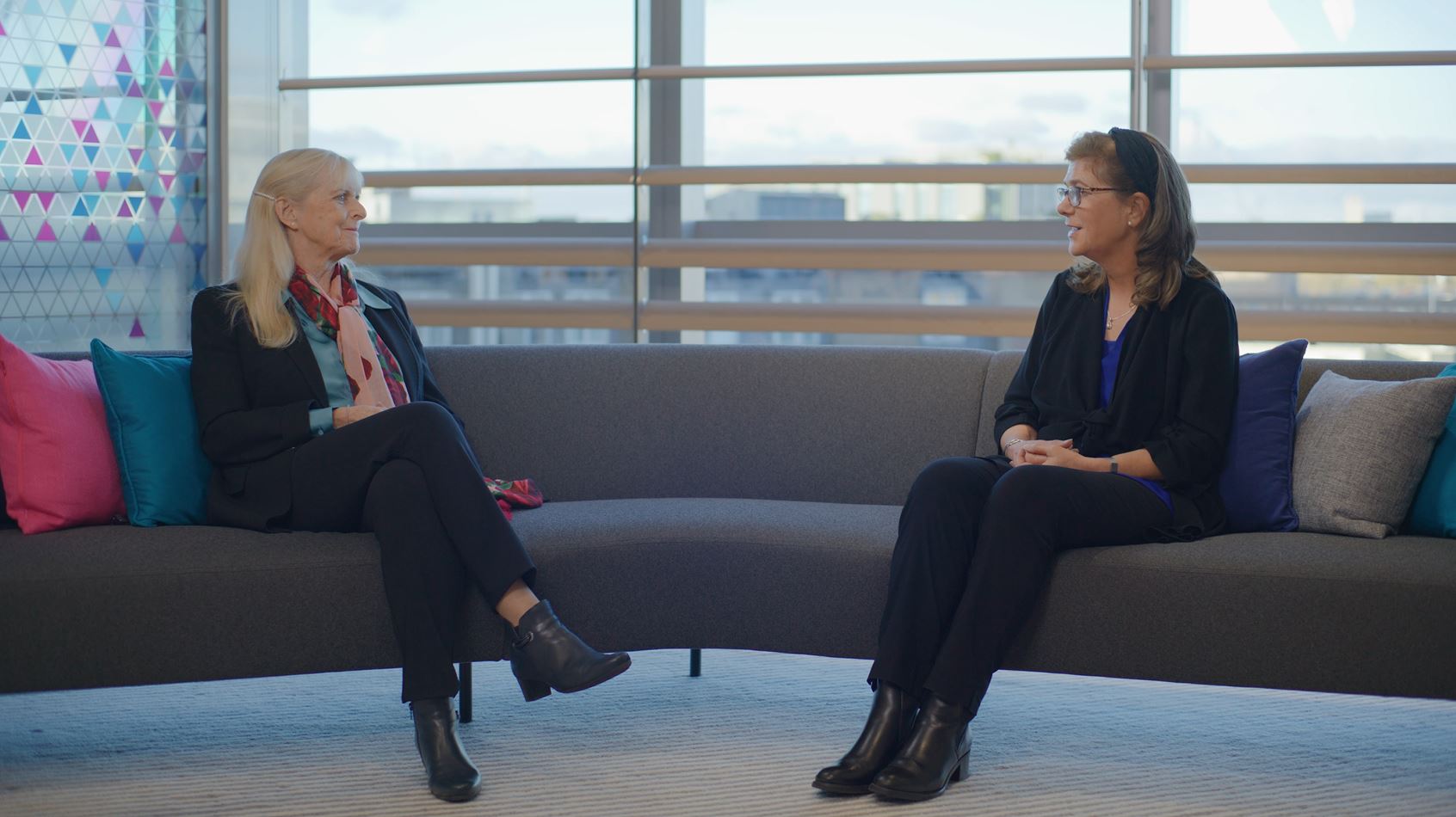 Kate Moss speaks with Dr Melanie Lee CEO at LifeArc 