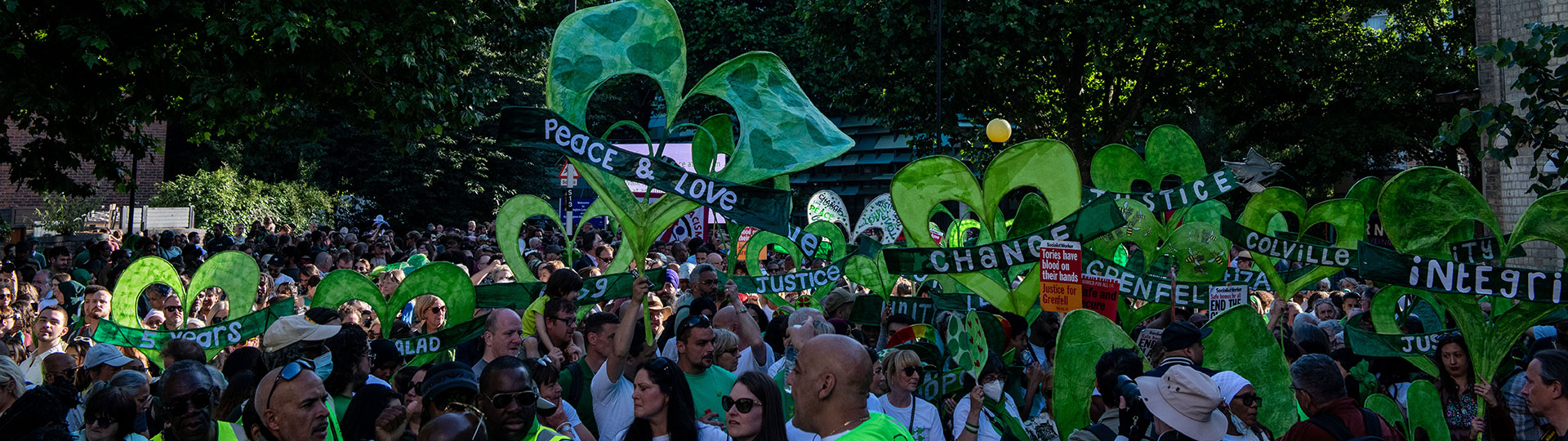 A rally of people seeking justice for the Grenfell victims