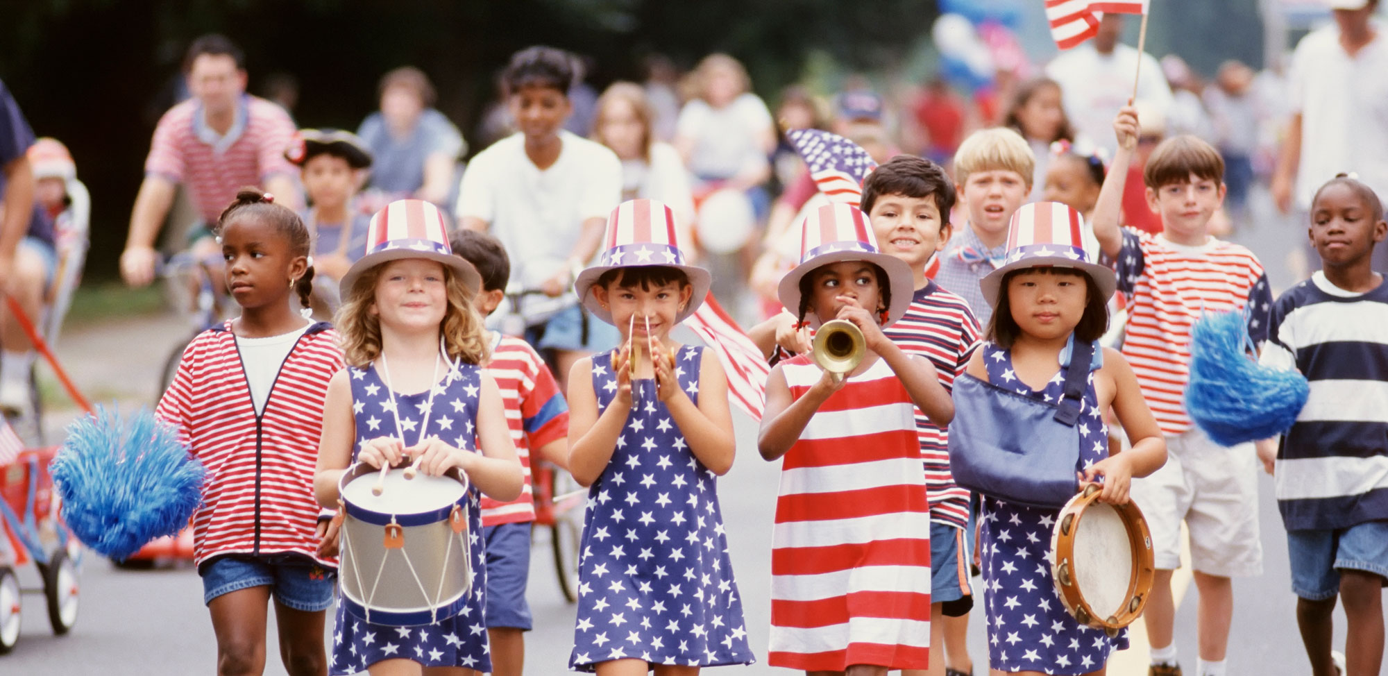 Children marching in 4th of July parade